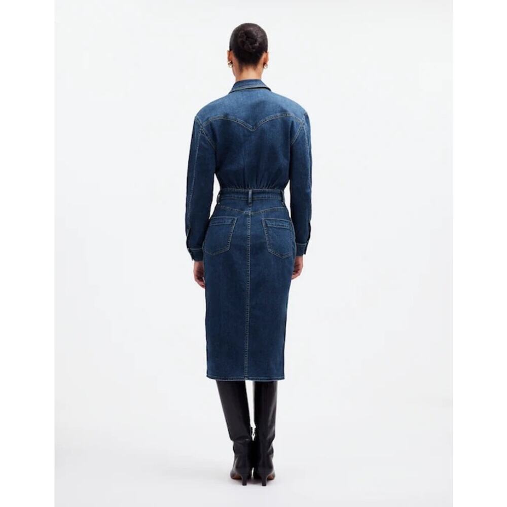 NWT Madewell Western Denim Midi Shirtdress Size 4 - Picture 4 of 10